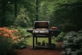 Barbeque grill in the forest. Picnic in nature, Grilling in the Backyard, AI Generated