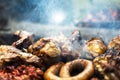 Barbeque grill mixed meat cooking on open air Royalty Free Stock Photo