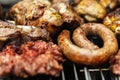 Barbeque grill mixed meat cooking on open air Royalty Free Stock Photo