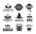 Barbeque party black and whitevector logo set