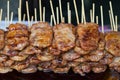 Barbeque pork in wooden stick