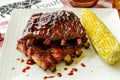 Barbeque racks of ribs with sauce Royalty Free Stock Photo