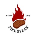 barbeque steak with fire logo icon Royalty Free Stock Photo