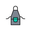 Barber apron, hairdresser flat color line icon.