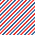 Barber colored liner background. Blue red vector pattern. Diagonal stripe pattern