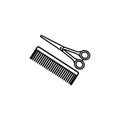 barber, comb line illustration icon on white background