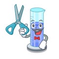 Barber graduated cylinder with on mascot liquid