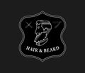 Barber hair and beard white on black