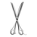 Barber hair scissor utensil in black and white