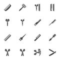 Barber, hairdressing tool vector icons set