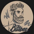 The Barber, handwritten quotes, mens haircut, scissors, barbershop cover