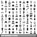 100 barber icons set, simple style Royalty Free Stock Photo