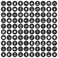 100 barber icons set black circle Royalty Free Stock Photo