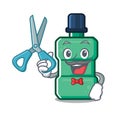 Barber mouthwash with in the isolated cartoon