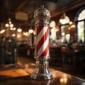 Barber pole in a barbershop. Barbershop concept