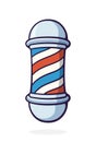 Barber pole with red and blue spiral. Barbershop Symbol. Vector illustration. Hand drawn cartoon clip art with outline Royalty Free Stock Photo