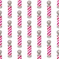 Barber pole. Seamless watercolor pattern with Royalty Free Stock Photo