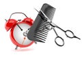 Barber scissors with comber with alarm clock