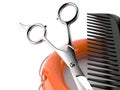 Barber scissors with comber with life buoy