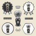 Barber shaving brush beard symbol emblem label collection