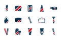 Barber shop accessories tools cosmetics icons set Royalty Free Stock Photo