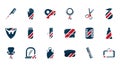 Barber shop accessories tools cosmetics icons set Royalty Free Stock Photo
