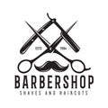 Barber shop badge. Barbers hand lettering. Design elements for logo, labels, emblems Royalty Free Stock Photo