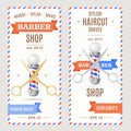 Barber Shop Banners Flyers Card. Vector