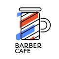 Red Blue Barber Shop Cafe coffee mug logo concept design