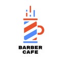 Red Blue Barber Shop Cafe coffee mug logo concept design