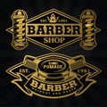 Barber Shop Hair Salon Hair Stylist Vintage logo Luxury Pomade Retro Royal Vector