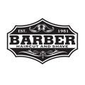 Barber Shop Hair Salon Hair Stylist Vintage  logo Luxury Pomade Retro Royal Vector Royalty Free Stock Photo