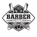 Barber Shop Hair Salon Hair Stylist Vintage  logo Luxury Pomade Retro Royal Vector Royalty Free Stock Photo