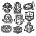 Barber Shop Hair Salon Hair Stylist Vintage  logo Luxury Pomade Retro Royal Vector Royalty Free Stock Photo