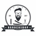 Barber Shop Hipster Badges Vintage Design Elements. Logo, Labels, Banner, Emblems. Vector Illustration