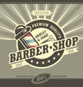 Barber shop hipster vintage sign template. Barbershop retro poster. Royalty Free Stock Photo