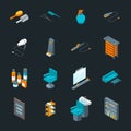 Barber Shop Icons Set Isometric View. Vector
