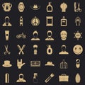 Barber shop icons set, simple style Royalty Free Stock Photo