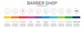 Barber Shop Infographics vector design. Timeline concept include scissors, straight razor, foam brush icons. Can be used for