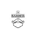 Barber shop isolated vintage label badge emblem line icon. Vector illustration Royalty Free Stock Photo