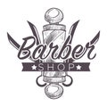 Barber shop label, isolated monochrome sketch outline service