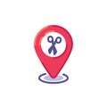 Barber shop location pin flat icon