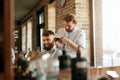 Barber Shop. Man Getting Haircut In Hair Salon Royalty Free Stock Photo