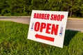 Barber Shop Open sign, outside with copy space