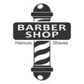 Barber shop pole. Hairdressing saloon icon isolated on white background. Barbershop sign and symbol. Design element for Royalty Free Stock Photo