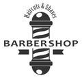 Barber shop pole. Hairdressing saloon icon isolated on white background. Barbershop sign and symbol. Design element for Royalty Free Stock Photo