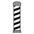 Barber shop pole silhouette icon in black color. Vector template for tattoo or laser cutting Royalty Free Stock Photo