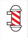 Barber shop pole or staff with red stripes. Door sign. Vector illustration for hair dressers