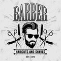 Barber shop poster, banner template with hipster face Royalty Free Stock Photo