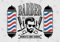 Barber shop poster, banner template with hipster face Royalty Free Stock Photo